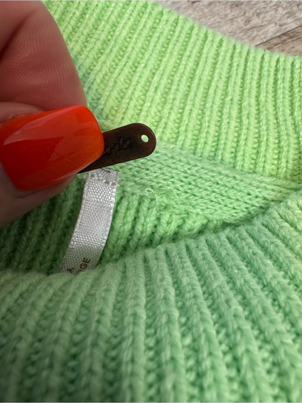 Free People Lime Green Mock Neck Sweater, Drop Sleeve, Roomy - Picture 9 of 13